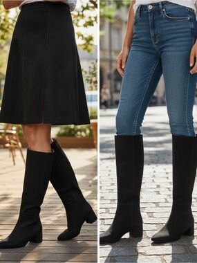 NIB Bandolino Women's Addyson Tall Wide Calf Block Heel Dress Boots Size 8-1/2